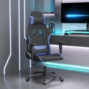 gamingstol med massagefunktion stof sort og blå