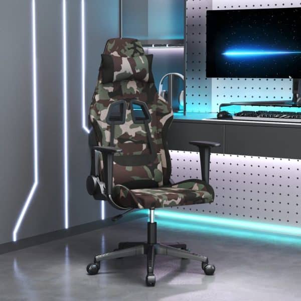 gamingstol med massagefunktion stof sort og camouflage