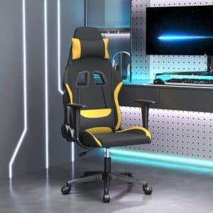 gamingstol med massagefunktion stof sort og gul