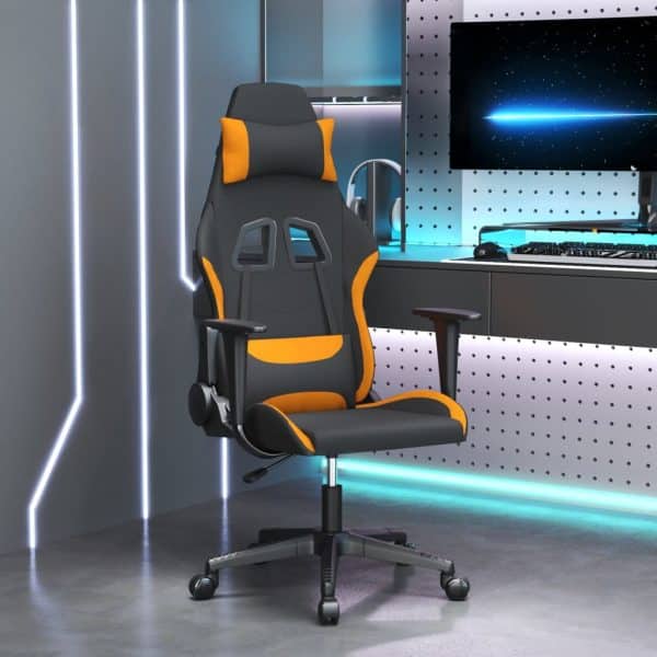 gamingstol med massagefunktion stof sort og orange